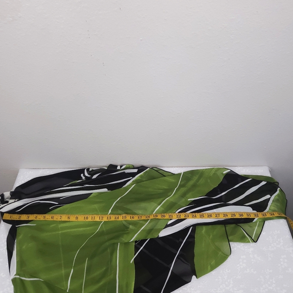 Caroline Rose Open Front Cardigan Kimono LARGE Black Green White - Picture 6 of 7